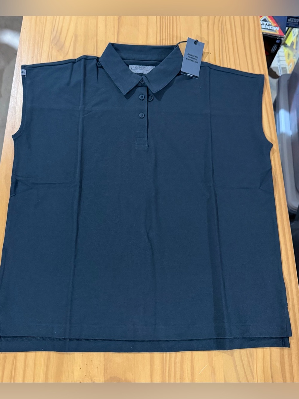 NWT FIGS PRO Black Ella Technical Pique Scrub Polo - Size Small